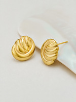 Boucles d'oreilles clous texturées incurvées plaquées or PVD 18 carats haut de gamme en acier inoxydable 316L torsadé pour femme