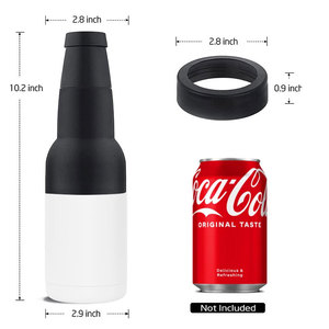 Refroidisseur de canettes fin en acier inoxydable avec logo personnalisé, revêtement poudré, 2-en-1, droit, portable, pour voyage, 12 oz - Product Image 3