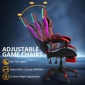 सर्वश्रेष्ठ प्रो कार्यात्मक नेतृत्व वाले आरजीबी लाइट वयस्कों ब्लू वीडियो गेमर कुर्सी स्पीकर और मालिश के साथ सबसे सस्ता संपर्क गेमिंग कुर्सी - Product Image 5