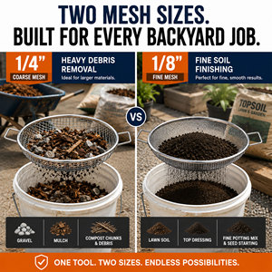 1/4inch 1/8inch Openings Galvanized Potting Soil Sifter 2pcs/set Good Quality - Product Image 6