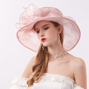 <span class=keywords><strong>Chapeau</strong></span> élégant pour femme en organza de haute qualité à large bord avec accent floral à volants, idéal pour les événements professionnels, les fêtes et la protection solaire en extérieur - Product Image 3