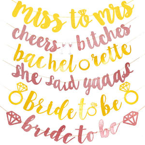 Anillo de diamante brillante novia para ser banderines <span class=keywords><strong>MISS</strong></span> to <span class=keywords><strong>MRS</strong></span> Banner para boda compromiso despedida de soltera decoraciones de despedida de soltera - Product Image 1