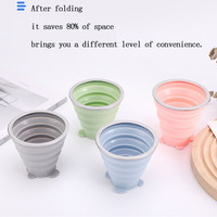 Gobelet pliable en silicone portable avec cordon, couvercle de voyage et gobelet à rince-bouche, pratique pour le café et l'eau