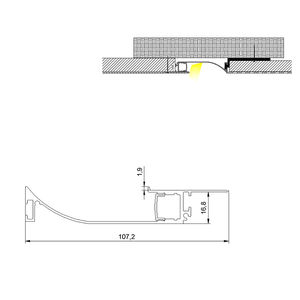 QJX18107 nuovo Design in alluminio profilo battiscopa incassato in cartongesso in ceramica parete per Led Washer luce senza Led all'interno - Product Image 3