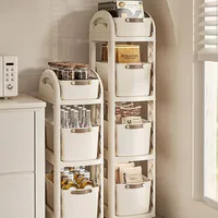 Chariot de rangement en PP avec roulettes, bacs amovibles et crochets latéraux pour chambre, cuisine, salle de bain