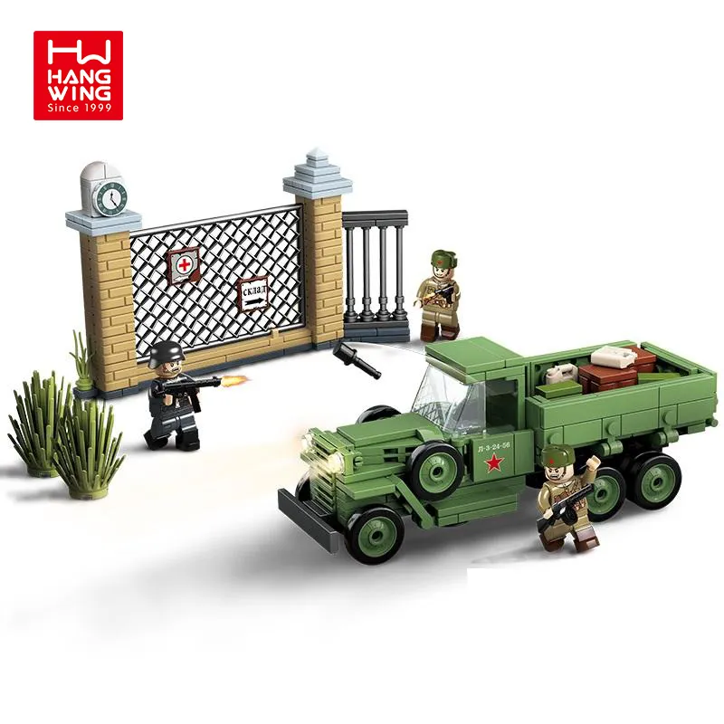 HW TOYS398PCS軍用ソビエト車両ビルディングブロックセットWW2陸軍ビルディングブロックトラックセット第二次世界大戦のおもちゃと兵士