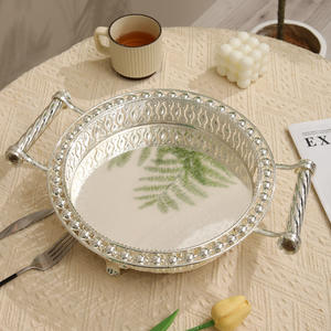 Bandeja de fruta redonda de lujo europea con asa Exhibición de fruta elegante y almacenamiento de alimentos para fiestas para decoración del hogar - Product Image 4