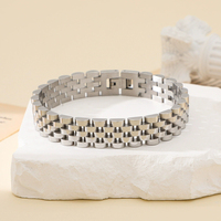 Pulseras de Acero Inoxidable de Cinco Eslabones, Flexibles y Sólidas, para Hombre, Correa de Reloj Ajustable de Acero Inoxidable con Grabado