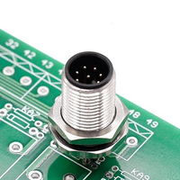 Conector de Alimentación Newstep M12 de 5 Pines y 4 Pines, Conector Macho para Montaje en Panel, Receptáculo en Ángulo Recto para PCB, IP67 Impermeable, 12A, Cobre Chapado en Oro