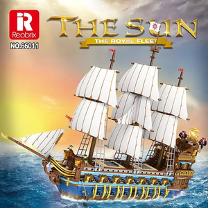 Reobrix 66011 The Royal Fleet The Sun Pirate Ship <b>Model</b> MOC Brick Small Particle Assembly Toys Building Blocks Gift For Boys - Product Image 4