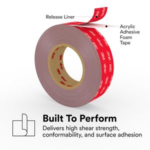 Cinta Adhesiva de Doble Cara VHB Blanca de Alta Resistencia <span class=keywords><strong>3M</strong></span> LSE-160WF de 1.6 mm de Grosor, Adhesivo de Baja Energía Superficial para Señalización Compuesta en Exteriores - Product Image 6