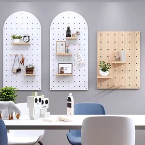 Qili Solid Wood Pegboard <b>Wall</b> Storage <b>Shelf</b> Rectangle Natural Wood Color <b>Wall</b> <b>Mounted</b> Type Freestanding Display <b>Shelves</b> - Product Image 4