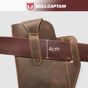BULLCAPTAIN Sac banane vintage rétro pour sports de plein air en cuir véritable, sacoche de téléphone portable en forme de baril avec fermeture éclair, direct usine - Product Image 4