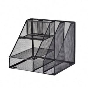 Multifunctional Black Metal Mesh <b>Desk</b> Organizer File Storage Stationery <b>Set</b> for Office and Home Supplies - Product Image 1