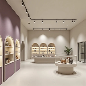 Exhibición <span class=keywords><strong>de</strong></span> Productos Suplementarios en Niveles con Iluminación <span class=keywords><strong>de</strong></span> Riel para Tiendas Minoristas <span class=keywords><strong>de</strong></span> Estilo Boutique Creativo con Temática <span class=keywords><strong>de</strong></span> Mascotas, Estilo Suave y Delicado - Product Image 2