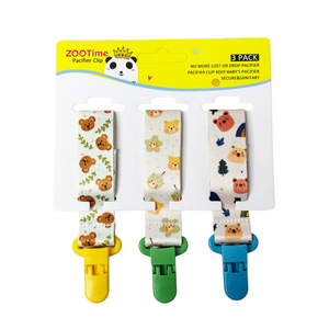 Nuovo Set di 3 Clip in Poliestere con Design <span class=keywords><strong>Orsetto</strong></span> Cartoon, Catena <span class=keywords><strong>Portaciuccio</strong></span> Anti-Smarrimento per Neonati - Product Image 1