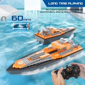 Flytec V101 4 In 1 RC Ship Building Block Boat 2.4G STEM <b>Remote</b> <b>Control</b> Battleship Cruiser <b>Toy</b> For Kids Pool Gift - Product Image 4
