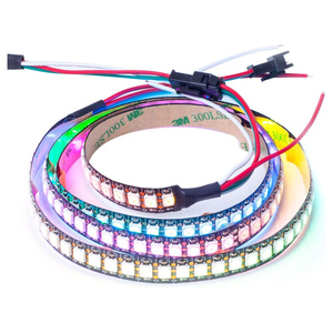 Tira de LED WS2812B de 1m, direccionable individualmente, PCB negro/blanco, impermeable IP44, 5050 RGB, 144 LEDs/m, 5V, con control por voz, NFC, USB - Product Image 1