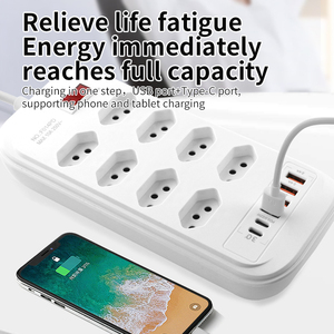4USB + 2type-c Brazil an toàn ổ cắm điện bảo vệ quá tải cáp mở rộng với đa cắm ổ cắm điện dải - Product Image 5