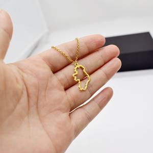 Collar <span class=keywords><strong>con</strong></span> <span class=keywords><strong>Mapa</strong></span> Geométrico Personalizado de Acero Inoxidable, Cadena de Eslabones Chapada en Oro de 18k, Dijes Pulidos a Espejo, Resistente al Agua, Regalo - Product Image 5