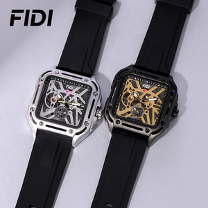 FIDI Square Skeleton <b>Automatic</b> Mechanical Men Watch Silicone Strap 3ATM Waterproof Sport Luxury Mens Wristwatch - Product Image 2