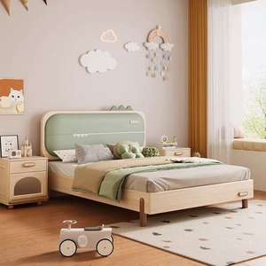 <span class=keywords><strong>Lit</strong></span> pour enfants JINS avec tête de <span class=keywords><strong>lit</strong></span> souple cadre en bois Design moderne en forme d'ours tendance en bois massif chambre principale Accent en cuir - Product Image 6