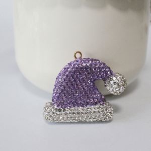 Porte-clés de Noël vintage pour femme, chapeau de Père Noël, pendentif scintillant en strass, breloque de sac en alliage, accessoire cadeau festif - Product Image 3