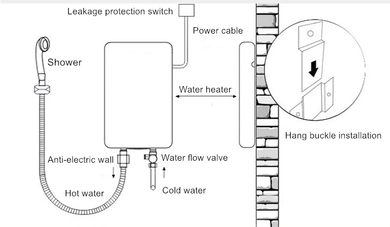 8KW 220V Europe Market Portable Instant Electric Tankless Water Heater