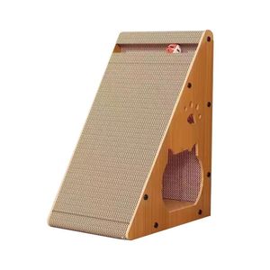 Tiragraffi Triangolare Moderno per Gatti con Struttura Verticale - Imballaggio Ecologico in Cartone Ondulato Resistente ai Graffi - Product Image 1