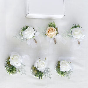 M618 Broches de Corsage para Boda Personalizados al por Mayor, Pin para Novios, Flor de Rosa Blanca, Boutonniere de Boda, Corsage de Muñeca - Product Image 4