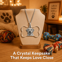 Collier en cristal personnalisé Neelpure R11 en forme d'os 2D et 3D avec portrait personnalisé et photo d'animaux de compagnie pour la commémoration des animaux et les amoureux des animaux
