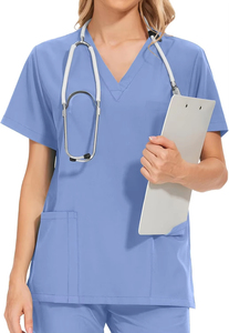 Conjunto de Uniformes Médicos para Mujer, Top con Cierre y Cuello Alto, Cuatro Bolsillos, Pantalones de Yoga Elásticos, Uniforme de Trabajo para Salón de Belleza - Product Image 3