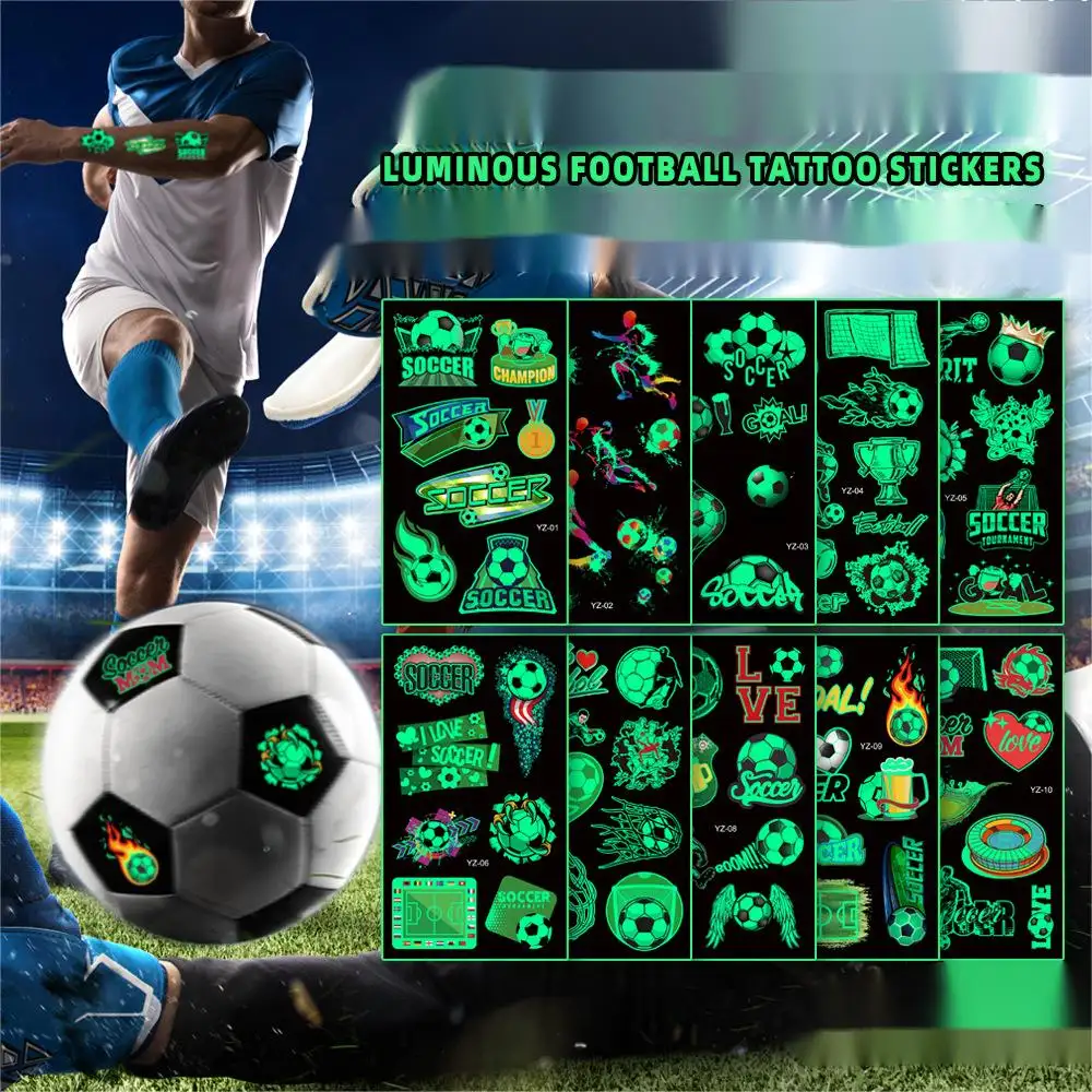 2024 Vervaardigen Op Maat Gemaakte Gepersonaliseerde Gloed In De Gloed Tatoeages Voetbalspellen Lichtgevende Nationale Vlag Tattoo Stickers