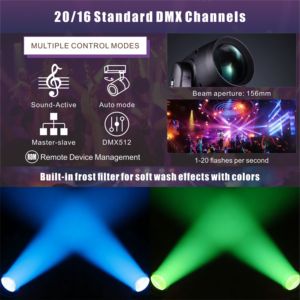 Projecteur de scène à tête mobile Sharpy Beam 380W 17R avec angle de faisceau de 1,8°, 14 couleurs, <span class=keywords><strong>Pan</strong></span> 540°/<span class=keywords><strong>Tilt</strong></span> 270°, contrôle DMX512, Flight Case - Product Image 4