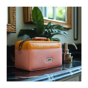 OEM ODM Sac cosmétique de luxe personnalisé de grande capacité Sac cosmétique portable et étanche en PU Trousse de maquillage de voyage Trousse de toilette - Product Image 5