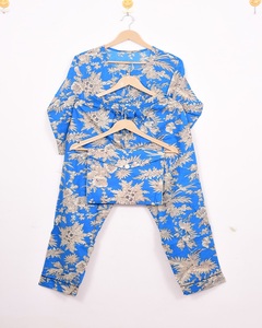 Premium Soft-<b>Wash</b> Cotton Night suits <b>Hand</b> Block Printed Pajama <b>Sets</b> Breathable Summer Sleepwear - Product Image 2