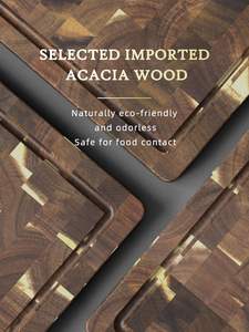 Ensemble de 3 planches à découper en bois d'acacia pré-oléées, extra larges, épaisses, antidérapantes, en bois de grain traversant, pour la préparation des repas en cuisine - Product Image 3