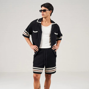 Maglietta Polo in Maglia da Uomo con Logo Personalizzato, Manica Corta, Traforata, <span class=keywords><strong>Cardigan</strong></span> Lavorato a Maglia, Camicia all'Uncinetto - Product Image 4