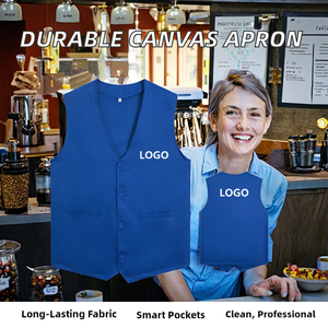 PRIMEAGE INDUSTRIES Delantal de cintura unisex duradero 100% poliéster para personal de servicio en restaurantes y bares con bolsillos estratégicos y agujero para la aguja - Product Image 2