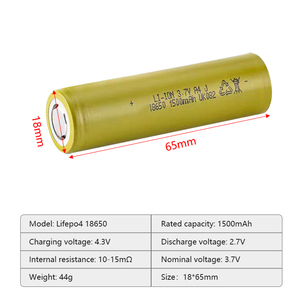 18650 Solid State Rechargeable <strong>Battery</strong> Pack 3.7v 1500mah 2000mah 2500mah 2200mah <strong>High</strong> Discharge Rate Cylindrical <strong>LiFePO4</strong> <strong>Battery</strong> - Product Image 3