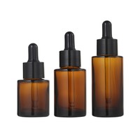 Flacon compte-gouttes en verre ambré avec protection UV et logo personnalisé, couvercle compte-gouttes noir pour huile d'aromathérapie, sérum, échantillon cosmétique, conteneur de distribution