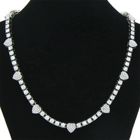 Collier ras du cou en alliage Hip Hop avec strass Bling CZ, cœurs d'amour, chaîne de Tennis à une rangée