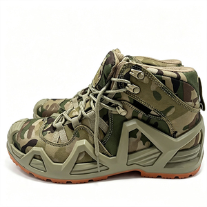 Botas de Senderismo de Media Caña SF07 de Cuero Vacuno con Camuflaje, Calzado Táctico Resistente para Exteriores - Product Image 1