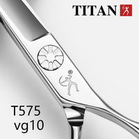 Ciseaux de coiffure professionnels Titan 6 pouces en titane, lame droite en acier inoxydable avec acier 440c tranchant