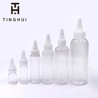 Bouteille d'emballage cosmétique vide en plastique PET à bec verseur, avec bouchon disque doré, personnalisable avec logo et impression sérigraphique, vente en gros