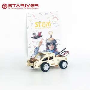 DIY stem玩具语音控制汽车轻松科学实验为孩子学习工程玩具儿童物理声光