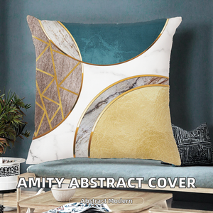 Amity Modern Square Abstract Throw <b>Pillow</b> Cover Luxury Painted Home & Hotel Use Digital Printed Geometric Plush - Product Image 2