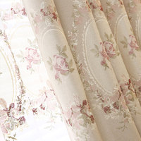 Tissu de rideau occultant 100% polyester brodé, haute occultation 70%-90%, tissé en rouleau pour salon et chambre à coucher