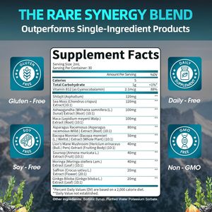 Gotas Líquidas 12 en 1 de Shilajit, Musgo Marino, Ashwagandha y Maca, Apoyo Inmunológico, Energía, Resistencia, Concentración, Vitalidad, Minerales Traza, Fusión Herbal - Product Image 3