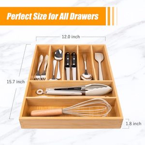 Organisateur de tiroir à couverts en bambou pour la cuisine - Vente en gros usine - Pour l'organisation des outils - Product Image 3